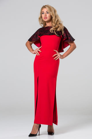 Black lace cape elegant dress STYLE 02