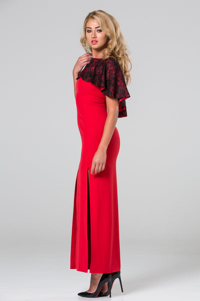 Black lace cape elegant dress STYLE 02