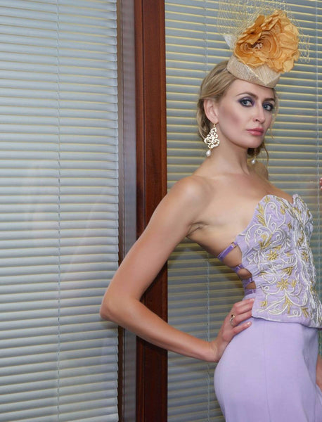 Hand embroidered velour corset STYLE 103