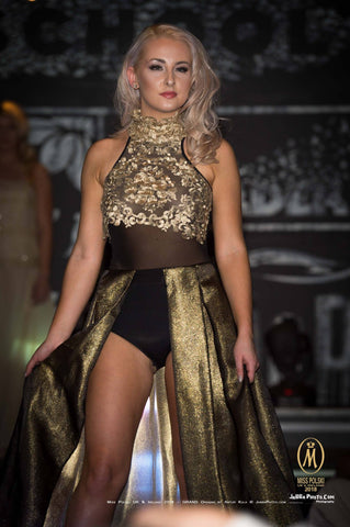 Mesh black Body top with Golden Lace and skirt