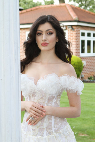 White wedding party corset gown